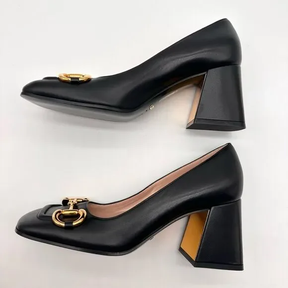 Gucci Baby Horsebit Pumps Black Leather Mid Block
Heel Square Toe EU 37 US 7 - Picture 5 of 13
